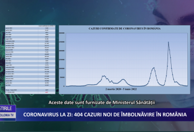 Coronavirus la zi 404 de cazuri noi de îmbolnăvire în România